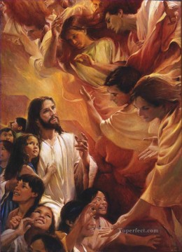 jesús Painting - Vieron los cielos abiertos a Jesús cristiano católico
